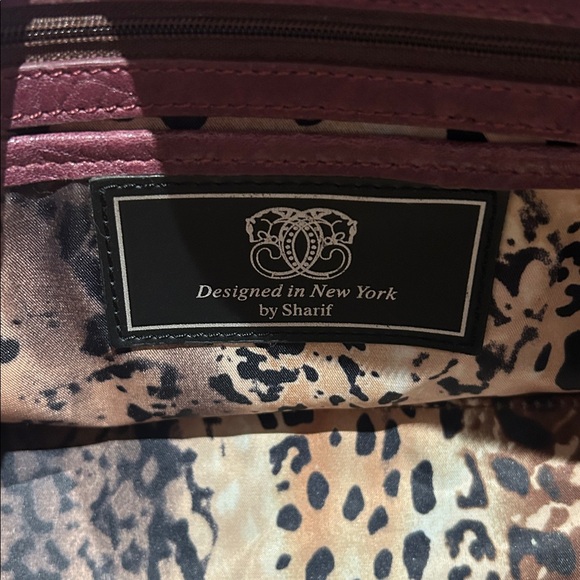 Sharif Bronze Floral Embossed Leather Satchel 14”x 9.5”x 5.25” NWOT - Picture 6 of 9